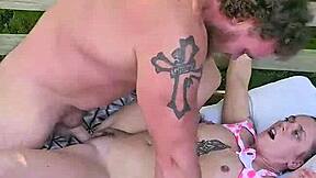 cockwarming wife, you interrupt my nap and turn it into outdoor pounding on the back deck? blonde milf takes big cock with creampie and rough sex!