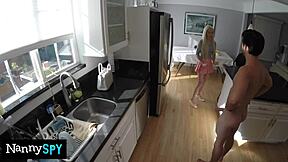 Logan wants to fuck hot nanny after watching her cam show with petite blonde riding.