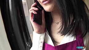 Butch Babe With Big Natural Tits And Clit Touches Herself In Heels Before Sucking Fat Hard Dick And Swallowing Cum