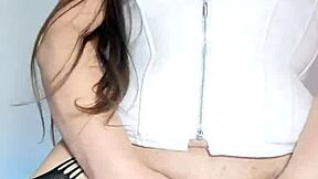 Bold Colombian Curvy Wife Masturbates In Lingerie Showing Big Tits And Cameltoe For Hidden Fun