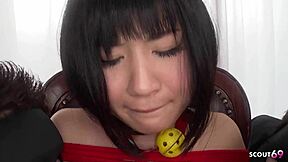Japanese Teen 18+ Gets Bound in Slavegirl Roleplay for Rough Blowbang with Cum in Mouth at Uncensored Casting