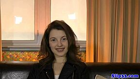 hey, this classy british teen with stockings gives blowjob and gets screwed doggystyle by old man in close up