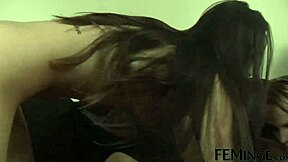 New York lesbian amateurs, from blonde to redhead, enjoy fingering and scissoring in wild party 😘👩‍❤️‍💋‍👩 ends with strapon orgasm