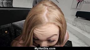 stepbrothers girlfriend skips sex toys but his stepsister eagerly steps in to try them out