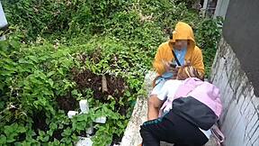 pinay student and teacher sneak to the cemetery for a viral sex scandal. she's bent over outdoors, taking doggystyle pounding in this taboo public fuck.