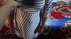 Big ass college ex girlfriend gets doggy style sex from boyfriend in sexy dress with big tits bouncing