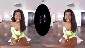 In VRAllure, petite ebony Amari enjoys solo masturbation games with toys in a voyeur pov riding session