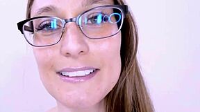 Stunning brunette model faces rough daddy fucking and cum swallow during sofa casting interview.