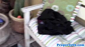 pov ebony teen 18+ sucks landlord big black cock outdoors