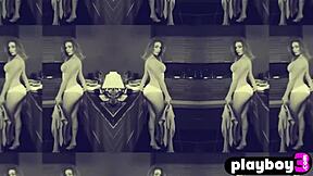 Redhead milf stripped lingerie to expose stunning naked body. She showed hot petite ass and pussy in striptease.