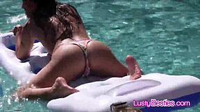 i'm thrilled by this wet teen 18+ lesbian foursome with pussy eating at wild pool party full of desire