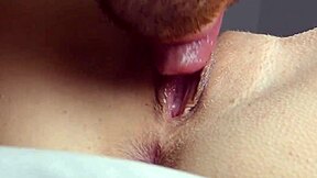 close up pov shows wet pussy getting licked intensely until she reaches a shuddering orgasm