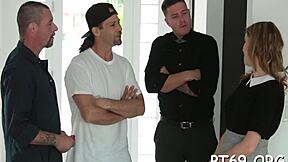 Sweetheart teen gets lanced by big cock in rough hardcore fucking and sucking sex. Petite pussy takes monster cock deep.