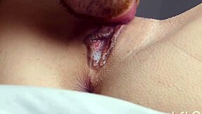 close up pov shows wet pussy getting licked intensely until she reaches a shuddering orgasm