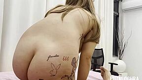 omg this chubby tattooed teen deedee with big natural tits rides hard and swallows all the cum 😍