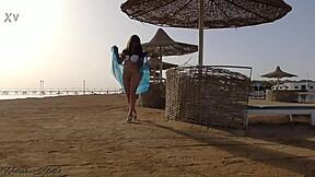 i'm flashing my cute blonde ass without panties on this public beach