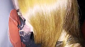 this cute brunette and redhead took turns at gloryhole fisting and deepthroat action