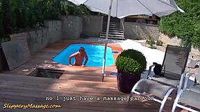 cute teen 18+ experiences intense nuru massage session with her poolboy