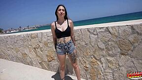 German scout picks up inked Latina girl Melania Dark for no condom casting fuck at holiday trip. She rides cowgirl and takes deepthroat with creampie in rough European action.