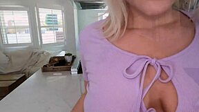 petite milf flaunts juicy ass before muff diving with stepson