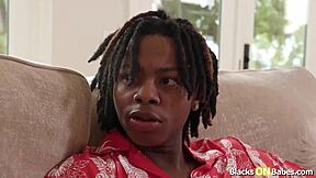 Blonde Stepmom Deepthroats and Rides Stepson's Big Black Cock