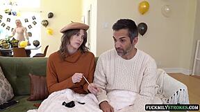 Stepdaughter skips panties under miniskirt tempting horny stepfather to rough sex