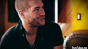 Why does hot teen 18+ lose her virginity with a guy and her stepsis in hardcore group blowjob fucking?