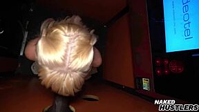 hot wife cassie bender makes her first visit to the glory hole, taking on that big black cock in pov with deepthroat and spitting