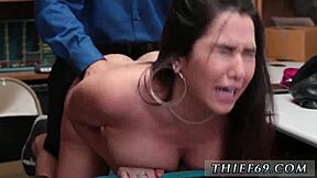 old guy does doggy with young 18+ petite teen 18+ in uniform 😈 she eats her own cream after hardcore theft bust 🚔