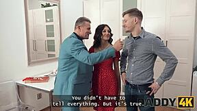 daddy4k features a sexy girlfriend who cheats on her boyfriend in the next room with an old european man