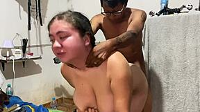 hey pregnant teen 18+ doing anal, look at those big bouncing tits while getting fucked in the ass