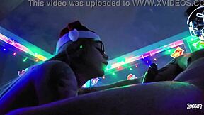 Our sexy christmas gift features blowjob with sloppy cumshot and deepthroat sucking on big cock.