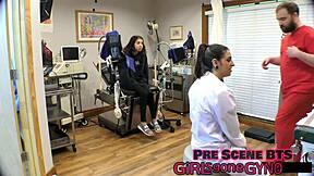 Blonde in Latex Gloves Gets Perverted Foot Fetish Treatment from Podiatrist with Tickling and Toe Sucking Behind the Scenes. Close-Up on Her Shaved Pussy and Small Tits in This Humiliating Encounter.