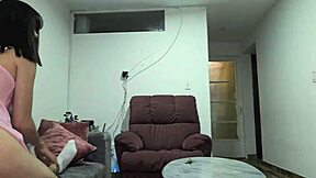 Beautiful wife in pajamas rides big cock like cowgirl after massage