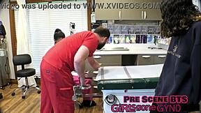 Blonde in Latex Gloves Gets Perverted Foot Fetish Treatment from Podiatrist with Tickling and Toe Sucking Behind the Scenes. Close-Up on Her Shaved Pussy and Small Tits in This Humiliating Encounter.