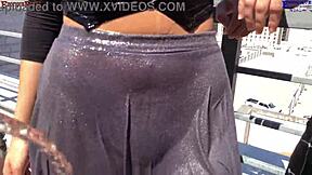 I got so excited on the balcony with these two amateur girls giving me footjobs barefoot, then we had outdoor threesome sex with my big dick.