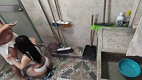 Perverted Step-Cousin Films Cute Petite Girl Washing Before She Sucks Him Off As Favorite With Deepthroat And Rimjob