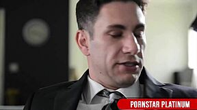 Kinky blonde Claudia Valentine milks therapist Brad Knight's huge cock