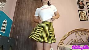 Hey, check out this thick Romanian schoolgirl in cosplay skirt doing pantyless upskirt farts in close up POV.