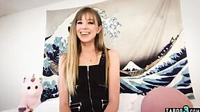 Teen Haley Reed explored submissive pissplay with fingering and dildo masturbation on webcam.