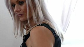 Hey, you like watching this beauty with tan lines masturbate so sensually? She's fingering her shaved pussy, getting all horny and wet.