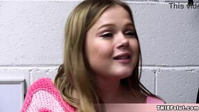 Cute shoplifter COCO caught in sex shop - offers TINY 18+ PUSSY for freedom!