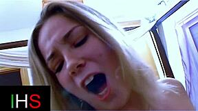 Beautiful Curvy Girl Gets Anal Fuck! Blonde Bent Over for Doggystyle Assfucking and Fingering with Cum in Mouth.