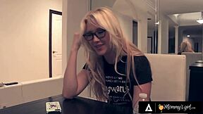 Hot blonde skips prom for dirty lesbian fingering with stacked stepmom backstage 😏