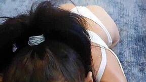 petite fuckdoll candie cross gets deepthroat face fucking in pov