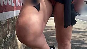 Look at me flashing my skirt with no panties on the street and in the public bus!