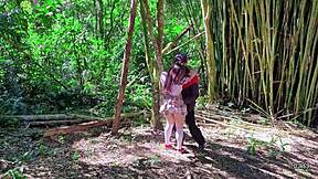 naughty teen skips class to suck teacher's cock in the woods 😏