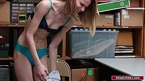 officer owns petite russian thief's shaved pussy with monster cock domination facefuck