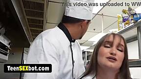 blonde waitress gangbanged by staff in reality show orgy