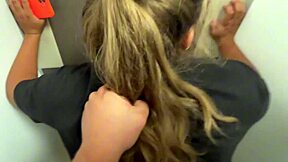 hungarian couple sneaks public toilet fuck during shopping trip